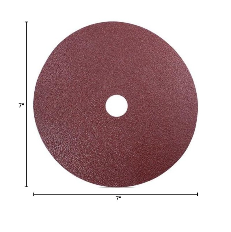 Aluminum Oxide Resin Fiber Sanding and Grinding Discs, 7” x 7/8” Arbor Hole, 120 Grit - 25 Pack